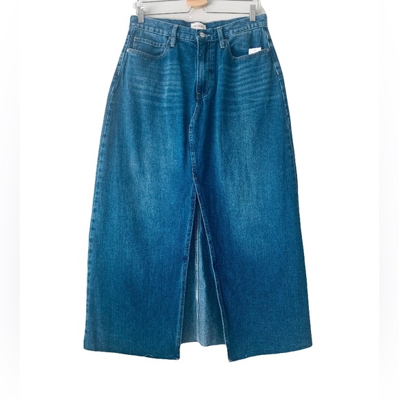 NWT DRIFTWOOD Denim Midi Skirt Women Size L Medium Wash Festival 90s Y2K - Picture 2 of 10